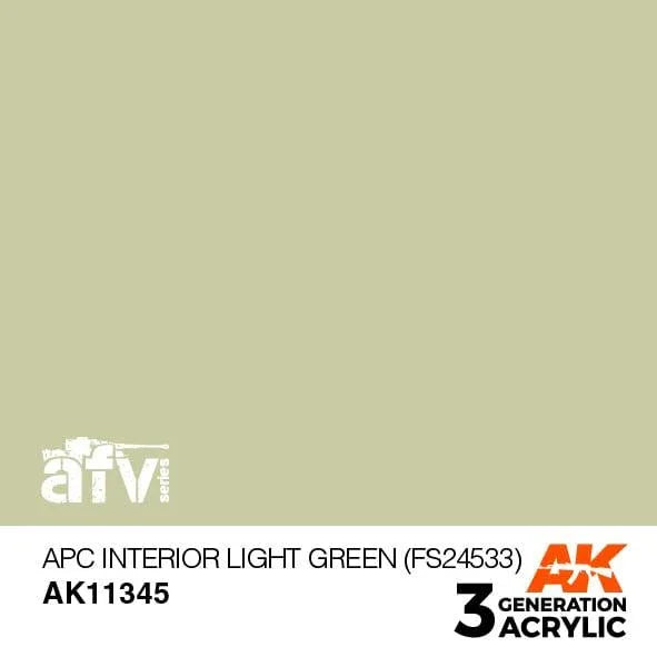 AK Interactive AK11345 3G AFV APC Interior Light Green (FS24533) Paint 17ml - A-Z Toy Hobby