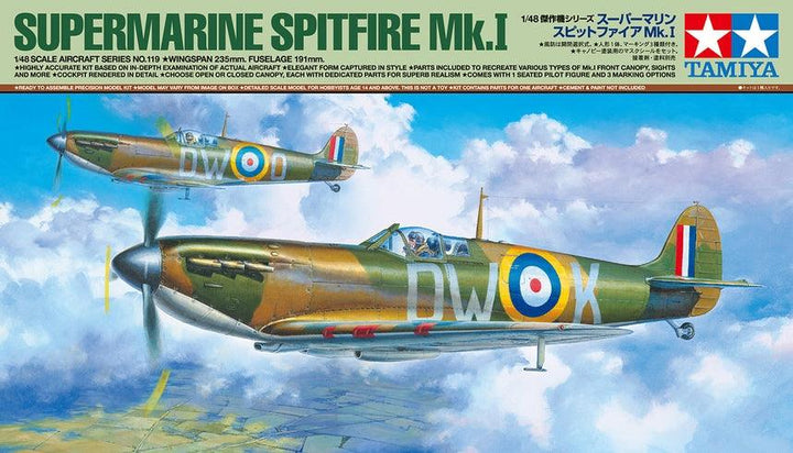 Tamiya 61119 Supermarine Spitfire MK.I 1/48 Model Kit - A-Z Toy Hobby