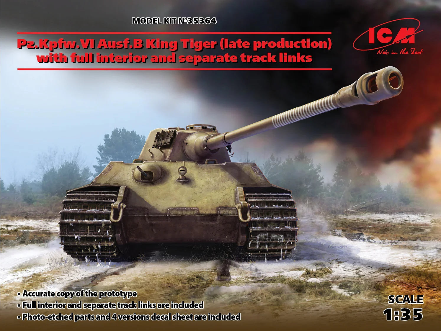 ICM 35364 Pz.Kpfw.VI Ausf.B King Tiger Late Full Interior 1/35 Model Kit - A-Z Toy Hobby