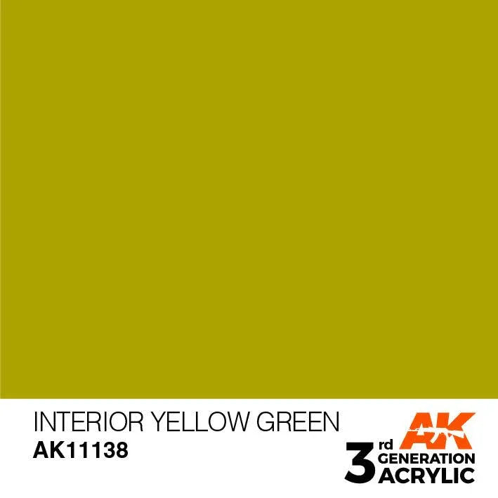 AK Interactive AK11138 3G Interior Yellow Green Acrylic Paint 17ml - A-Z Toy Hobby