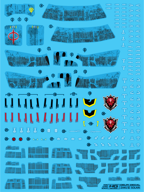 Delpi Water Decal For HG Zaku Solari