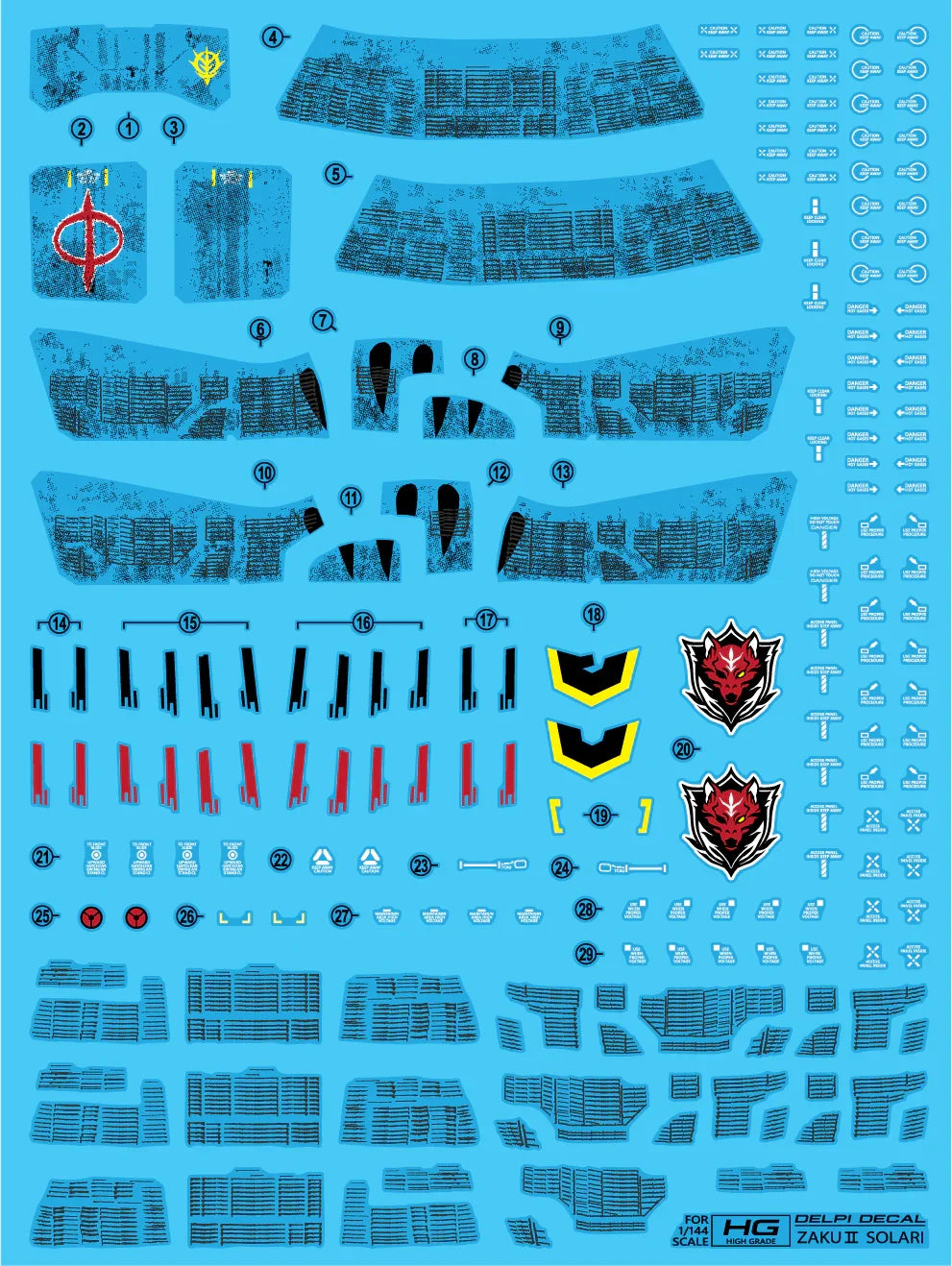 Delpi Water Decal For HG Zaku Solari - A-Z Toy Hobby