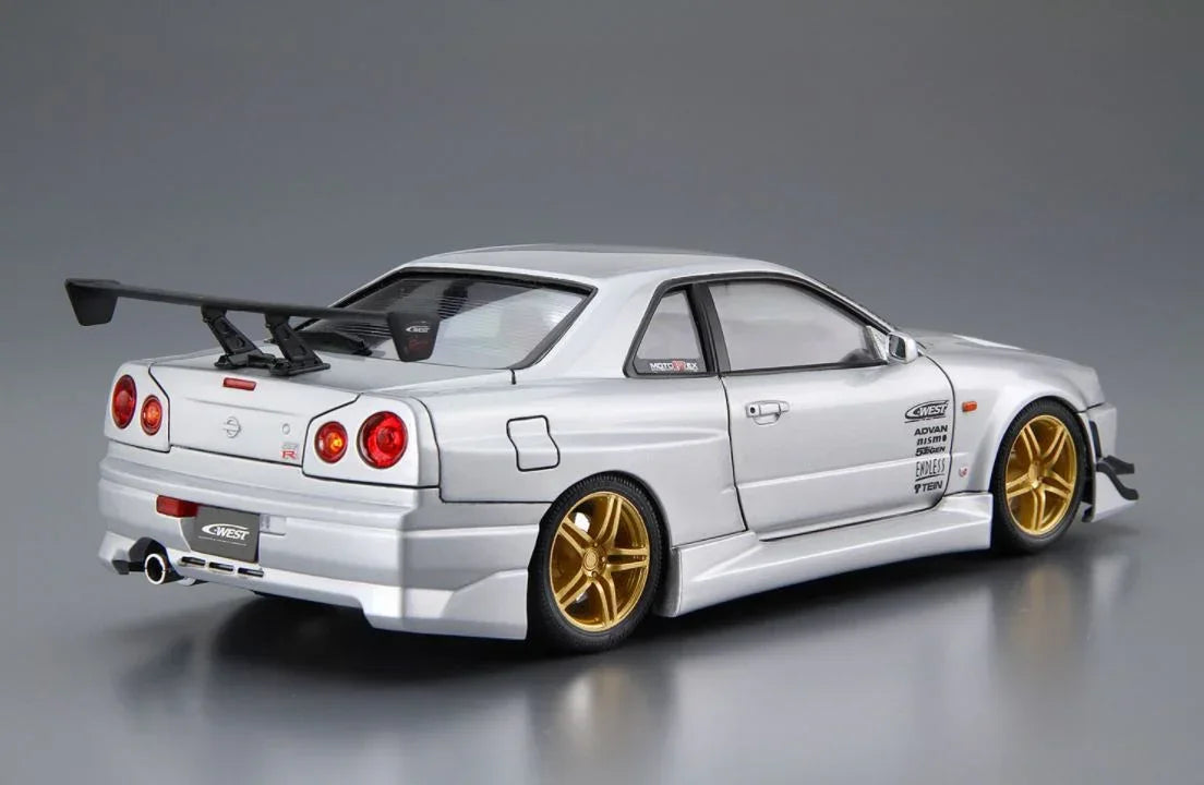 Aoshima 06990 Nissan 2002 C-West BNR34 Skyline GT-R 1/24 Model Kit - A-Z Toy Hobby