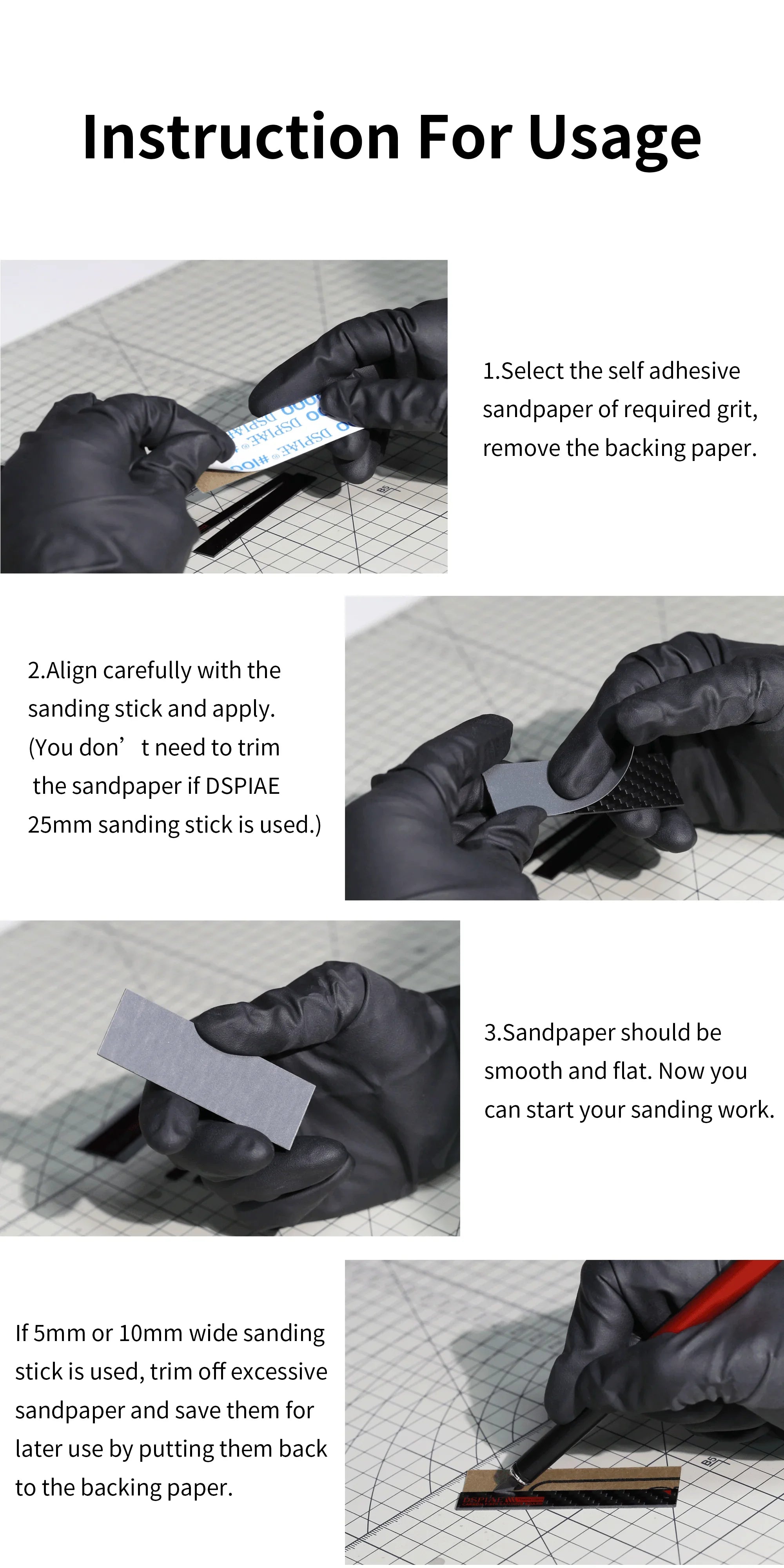 DSPIAE Carbon Fiber Sanding Board Set CB-S - A-Z Toy Hobby