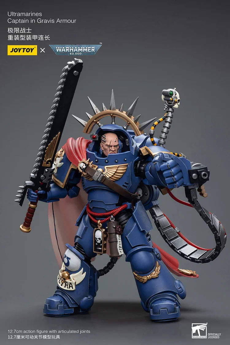 Joy Toy Warhammer 40K Ultramarines Captain in Gravis Armour 1/18 Action Figure - A-Z Toy Hobby