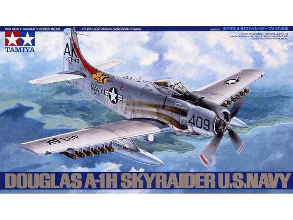 Tamiya 61058 Douglas A-1H Skyraider 1/48 Model Kit - A-Z Toy Hobby