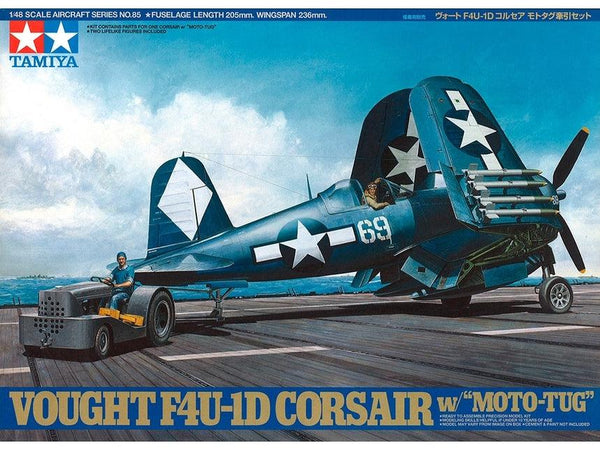 Tamiya 61085 Vought F4U-1D Corsair with Motor Tug 1/48 Model Kit - A-Z Toy Hobby