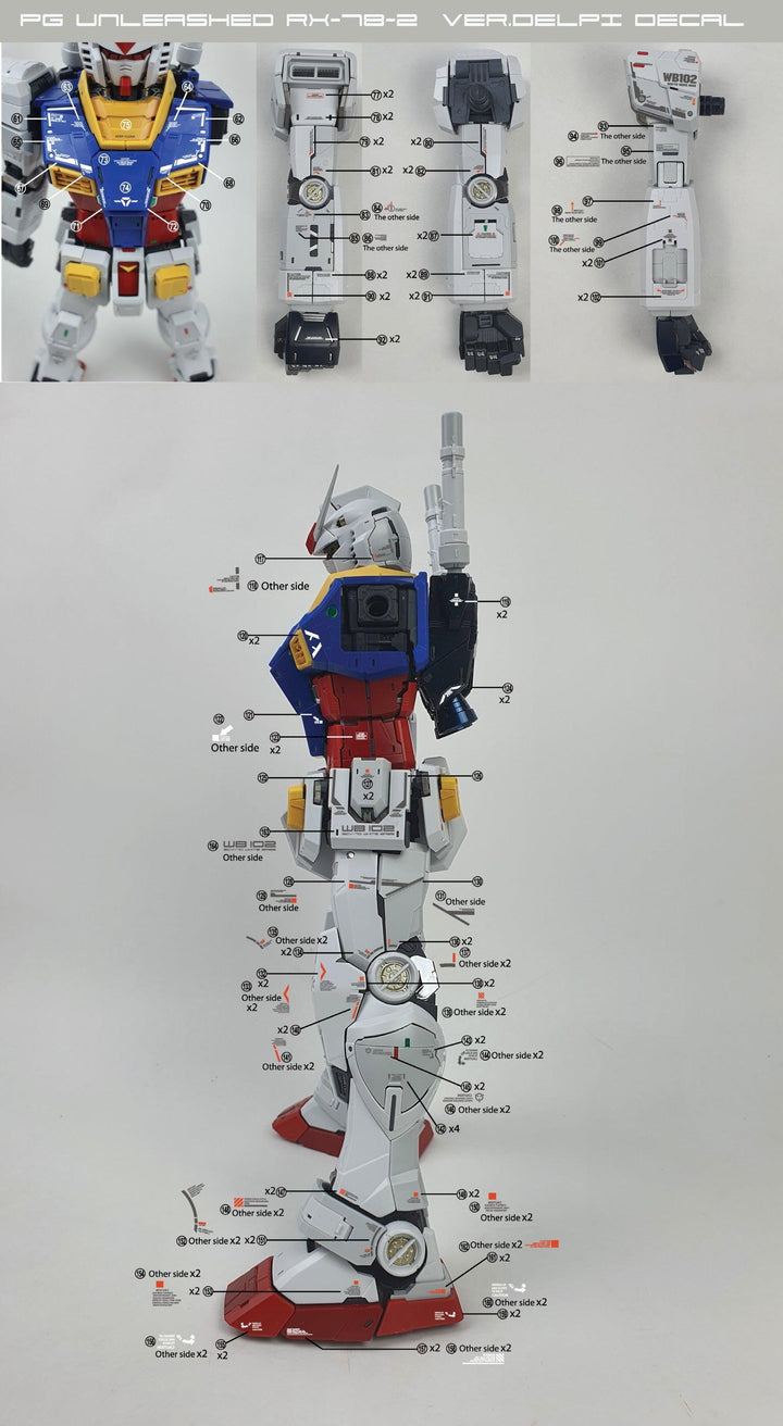 Delpi Water Decal Ver. Delpi For PG Unleashed RX-78-2 - A-Z Toy Hobby