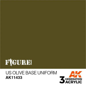 AK Interactive AK11433 3G Figure US Olive Base Uniform Paint 17ml - A-Z Toy Hobby