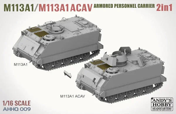 Andy's HHQ 009 M113A1/M113A1 ACAV Armored Personnel Carrier (2 in 1) 1/16 Model Kit - A-Z Toy Hobby