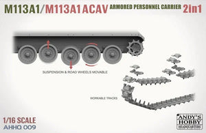 Andy's HHQ 009 M113A1/M113A1 ACAV Armored Personnel Carrier (2 in 1) 1/16 Model Kit - A-Z Toy Hobby