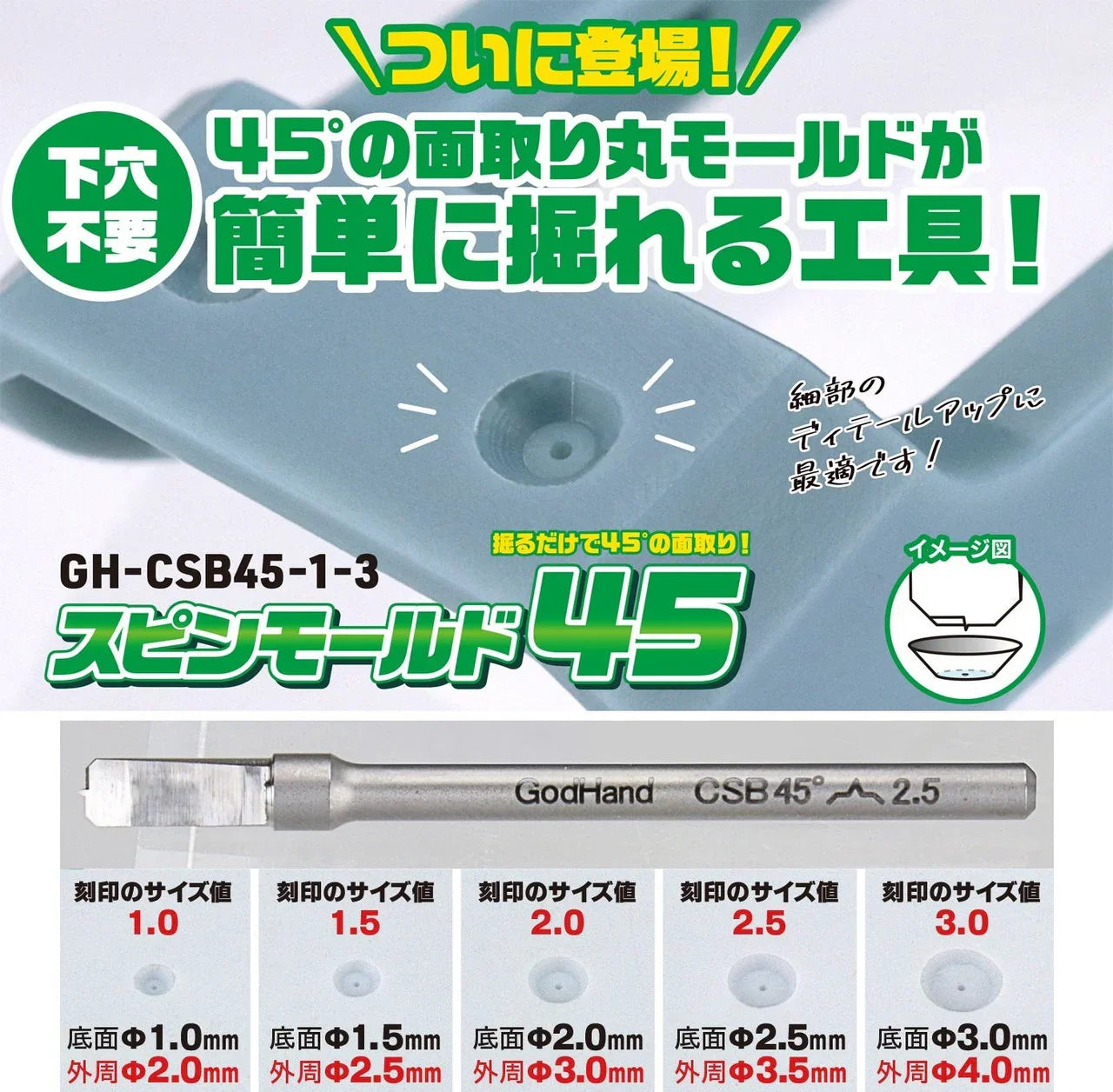 GodHand Spin Mold Blade 45 Degree with Pilot Pin Set of 5 GH-CSB45-1-3 - A-Z Toy Hobby