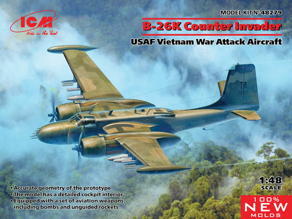 ICM 48279 B-26K Counter Invader USAF Vietnam War Attack Aircraft 1/48 Model Kit