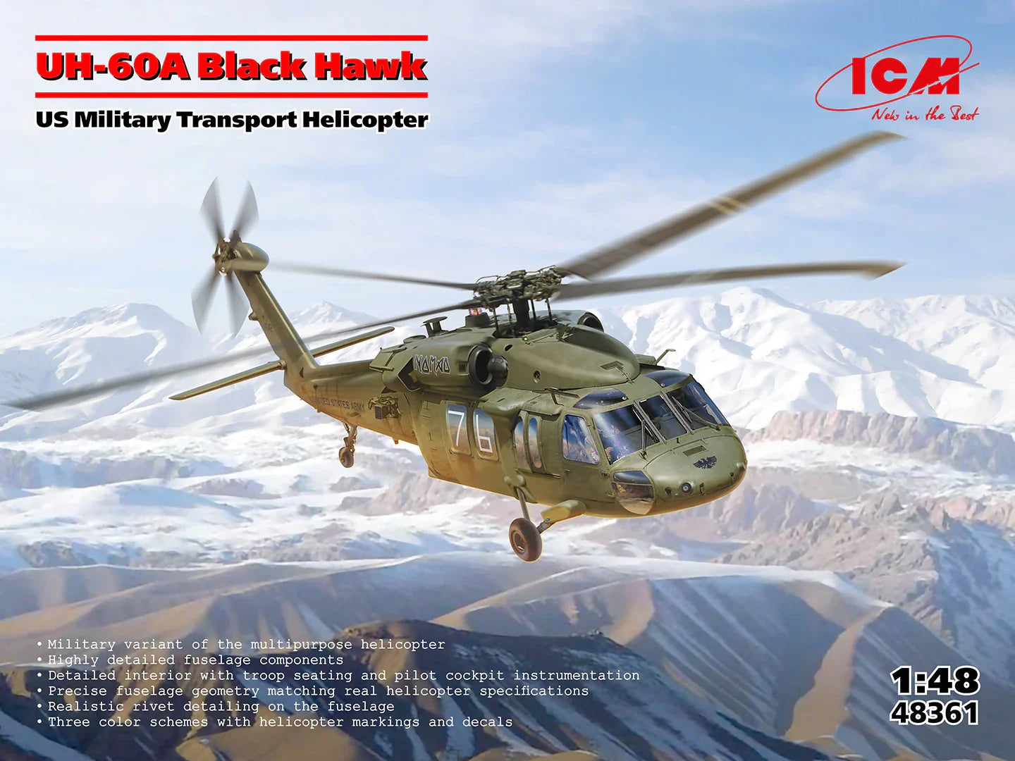 ICM 48361 UH-60A Black Hawk US Helicopter 1/48 Model Kit - A-Z Toy Hobby