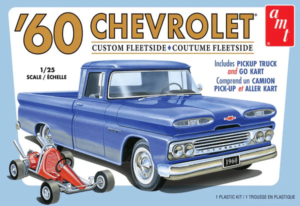 AMT 1960 Chevrolet Custom Fleetside Pickup with Go Kart 1/25 Model Kit - A-Z Toy Hobby