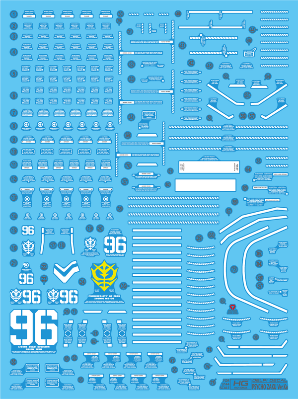 Delpi Water Decal For HG Psycho Zaku (Ver. Ka style) - A-Z Toy Hobby