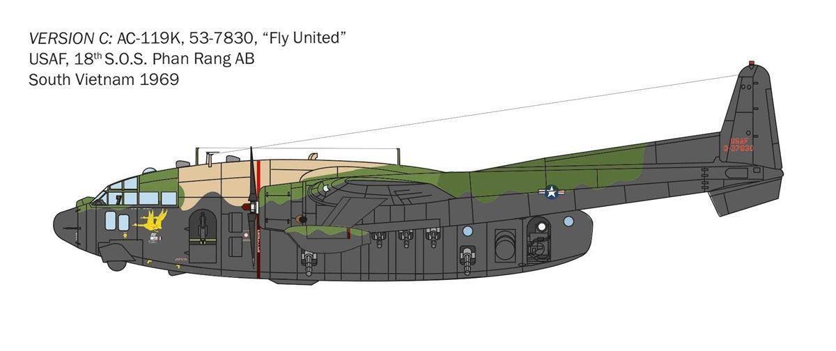 Italeri 1468 AC-119K Stinger 1/72 Model Kit - A-Z Toy Hobby