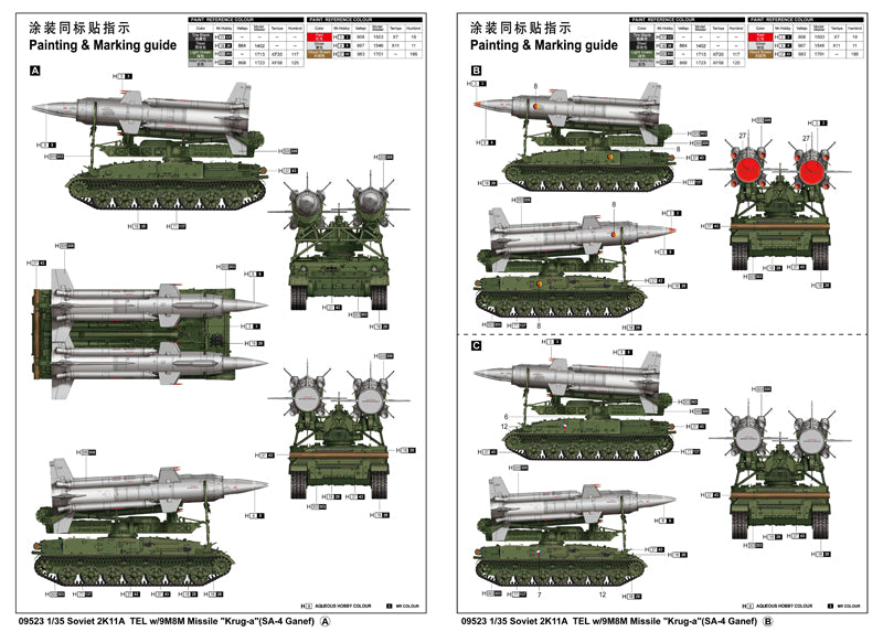 Trumpeter 09523 Soviet 2K11A TEL w/9M8M Missile "Krug-a"(SA-4 Ganef) 1/35 Model Kit
