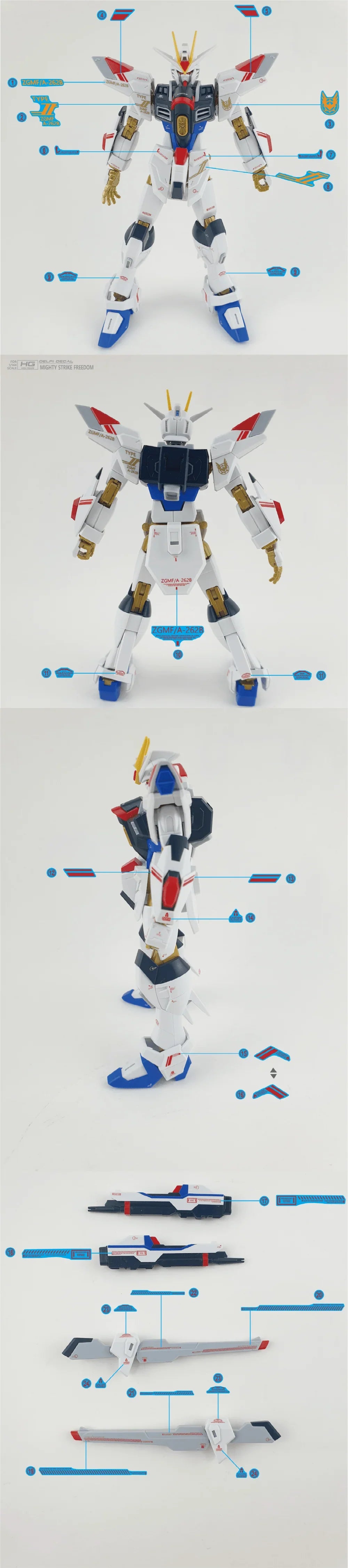 Delpi Water Decal For HG Mighty Strike Freedom - A-Z Toy Hobby