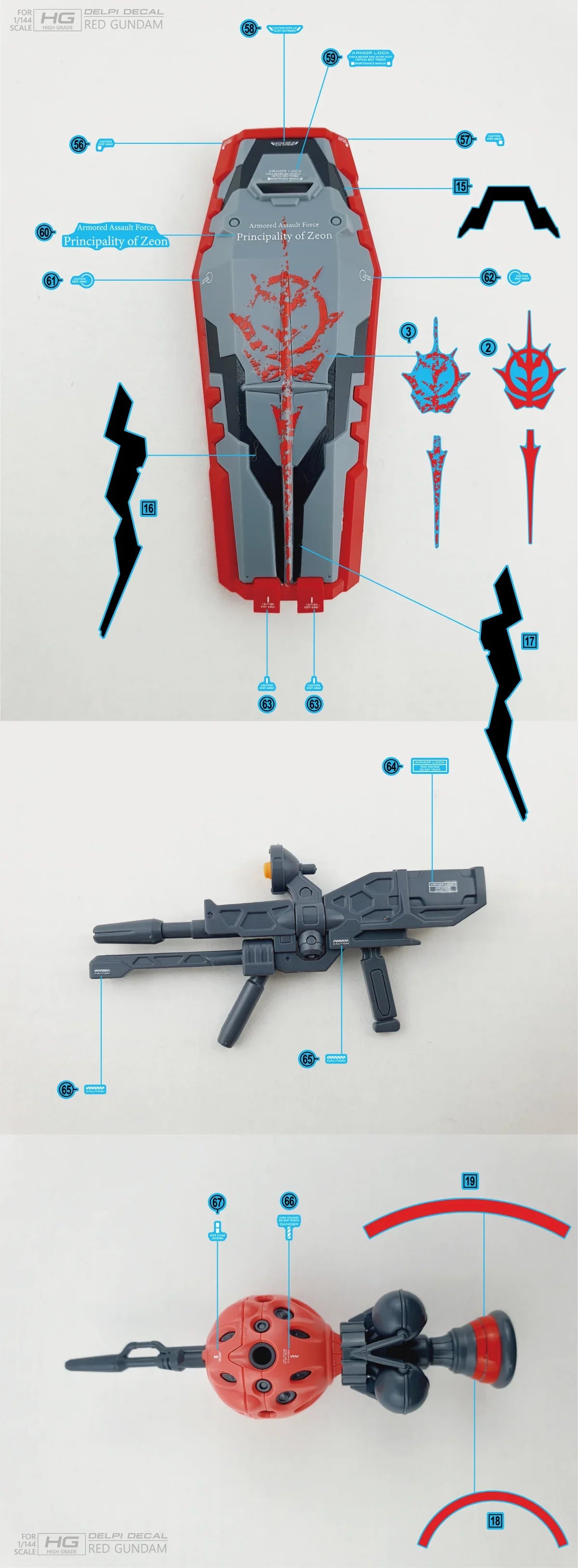 Delpi Water Decal For HG Red Gundam - A-Z Toy Hobby