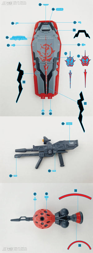 Delpi Water Decal For HG Red Gundam - A-Z Toy Hobby