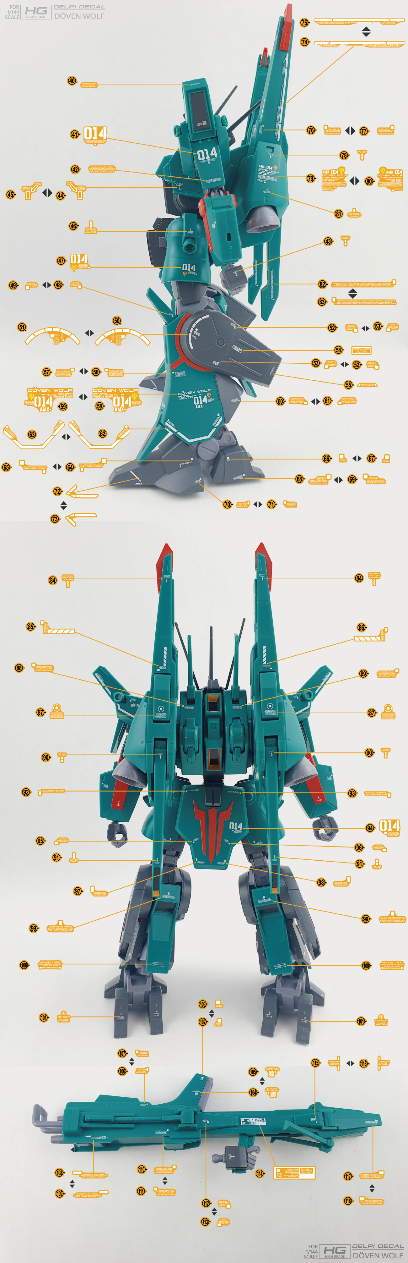 Delpi Water Decal For HG Doven Wolf ZZ Ver. - A-Z Toy Hobby