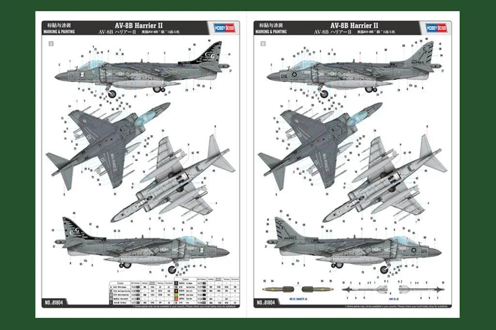 Hobby Boss 81804 AV-8B Harrier II 1/18 Model Kit - A-Z Toy Hobby