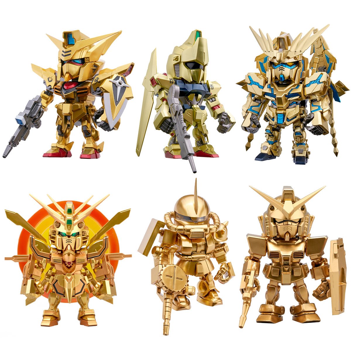 Bandai QMSV Mini Gold Gundam Figure Box Set of 8