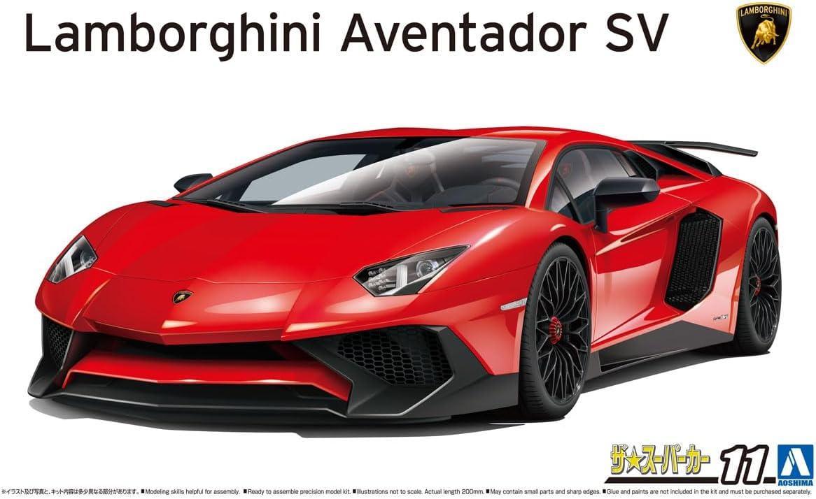 Aoshima 11 2015 Lamborghini Aventador SV 1/24 Model Kit - A-Z Toy Hobby