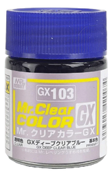 Mr. Hobby GX103 Mr. Clear Color GX Deep Clear Blue Lacquer Paint 18ml - A-Z Toy Hobby