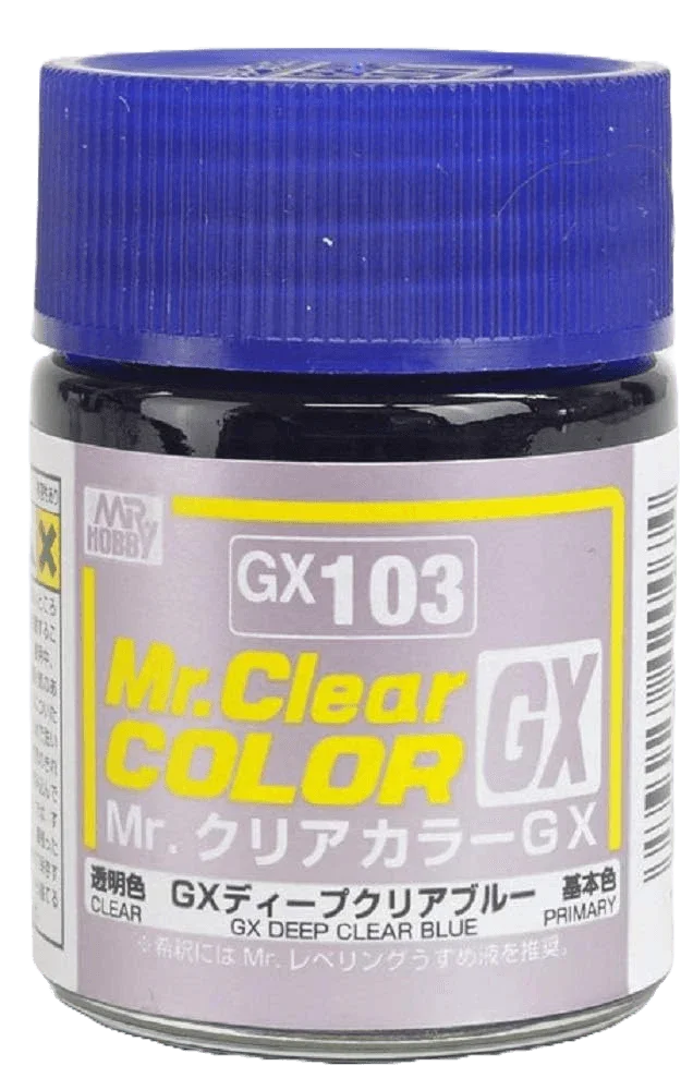Mr. Hobby GX103 Mr. Clear Color GX Deep Clear Blue Lacquer Paint 18ml - A-Z Toy Hobby