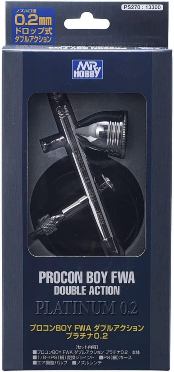 Mr. Hobby PS270 Mr. Procon Boy FWA Platinum Double Action 0.2mm Airbrush - A-Z Toy Hobby