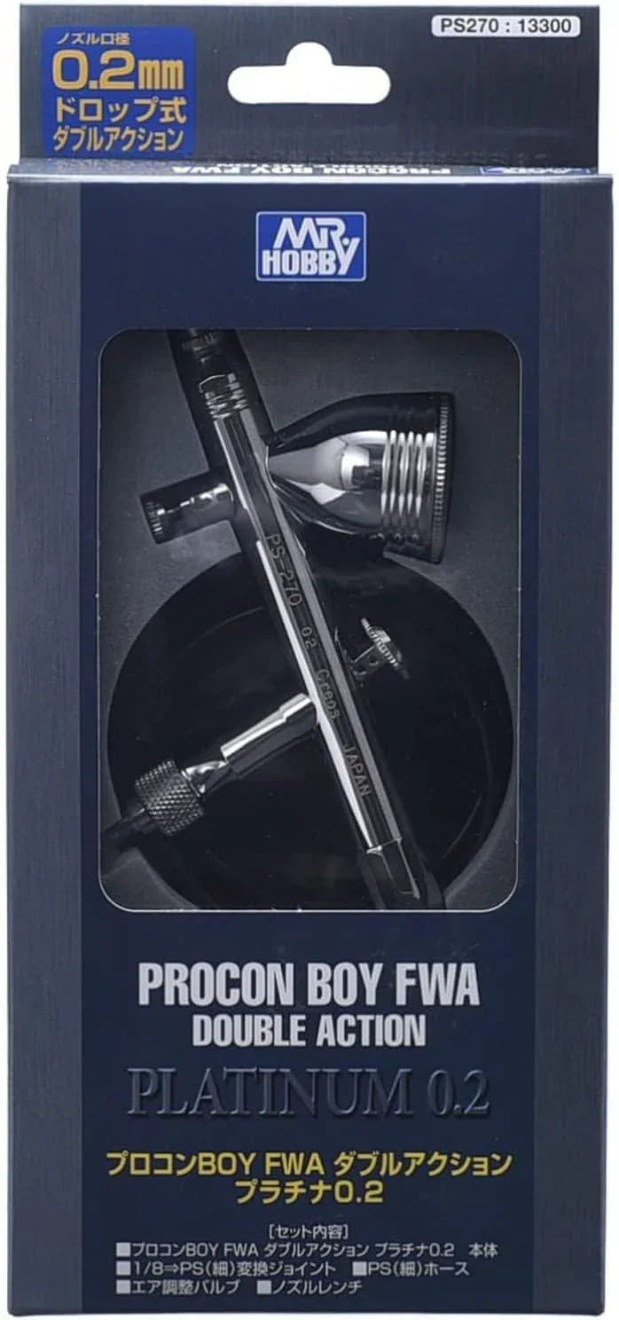 Mr. Hobby PS270 Mr. Procon Boy FWA Platinum Double Action 0.2mm Airbrush - A-Z Toy Hobby