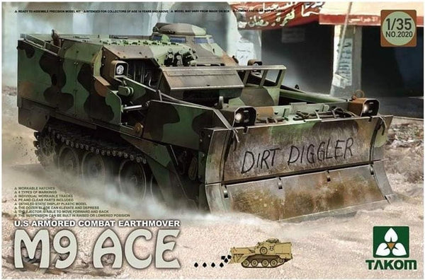 Takom 2020 US Armored Combat Earthmover M9 ACE 1/35 Model Kit - A-Z Toy Hobby