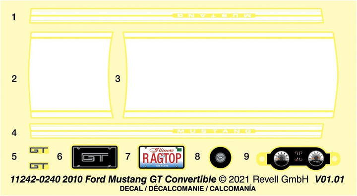 Revell 2010 Ford Mustang GT Convertible Easy-Click 1/25 Model Kit - A-Z Toy Hobby