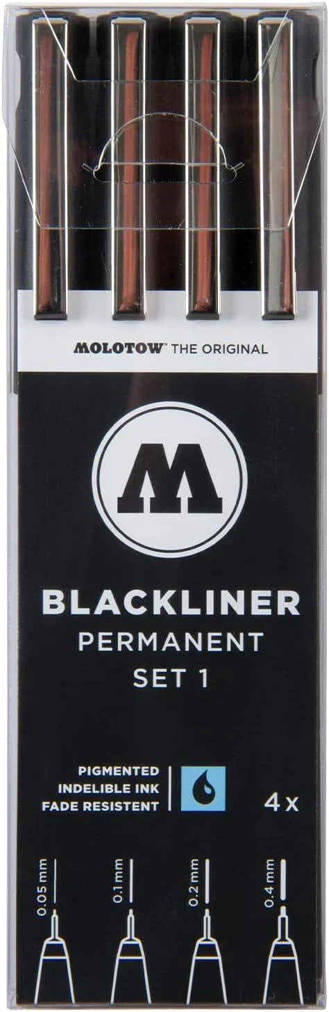 Molotow Blackliner Marker 4 Pcs. Set 1 (0.05mm, 0.1mm, 0.2mm, 0.4mm) - A-Z Toy Hobby