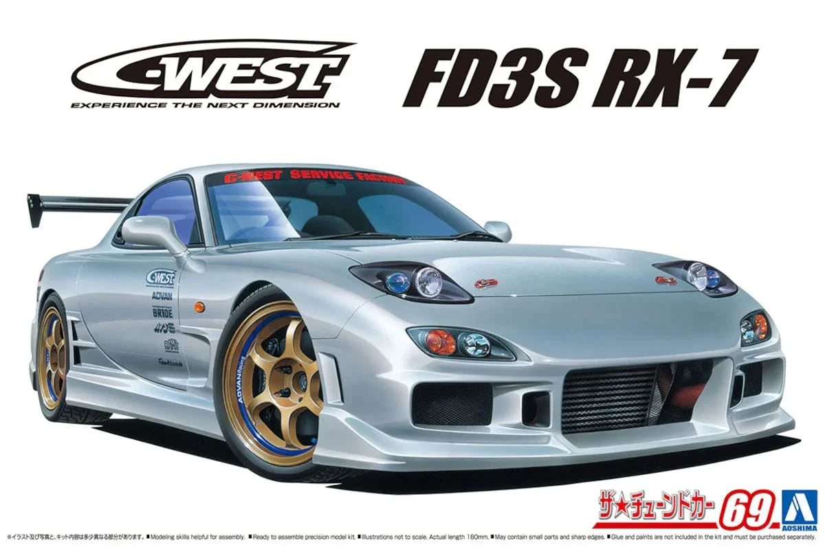 Aoshima 06302 Mazda 1999 C-West FD3S RX-7 1/24 Model Kit - A-Z Toy Hobby