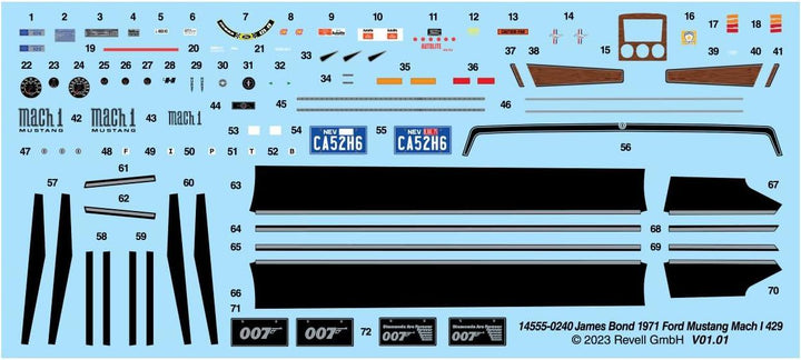 Revell 1971 Ford Mustang Mach 1 James Bond 007 1/25 Model Kit - A-Z Toy Hobby