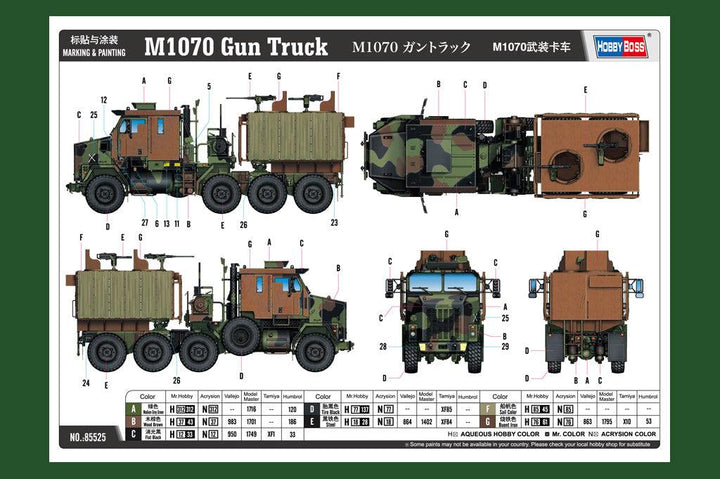 Hobby Boss 85525 M1070 Gun Truck 1/35 Model Kit - A-Z Toy Hobby