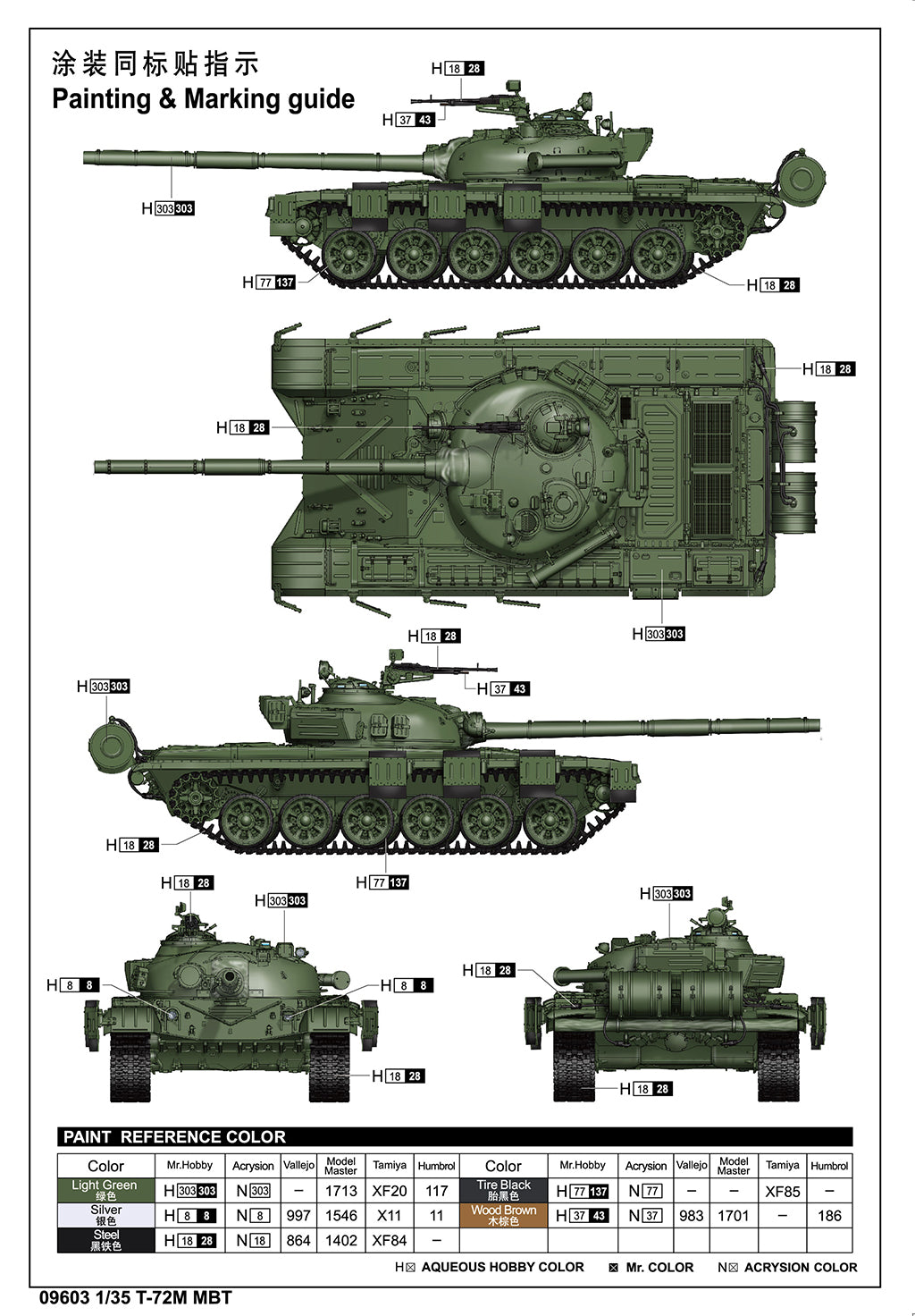 Trumpeter 09603 T-72M MBT 1/35 Model Kit