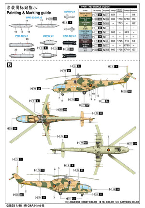 Trumpeter 05828 Mi-24A Hind-B Helicopter 1/48 Model Kit - A-Z Toy Hobby
