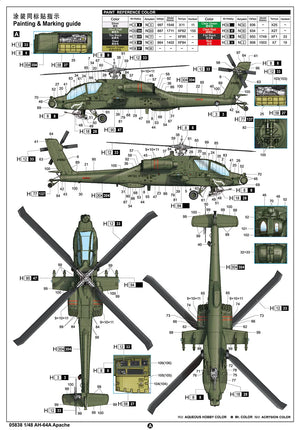 Trumpeter 05838 AH-64A Apache Helicopter 1/48 Model Kit - A-Z Toy Hobby