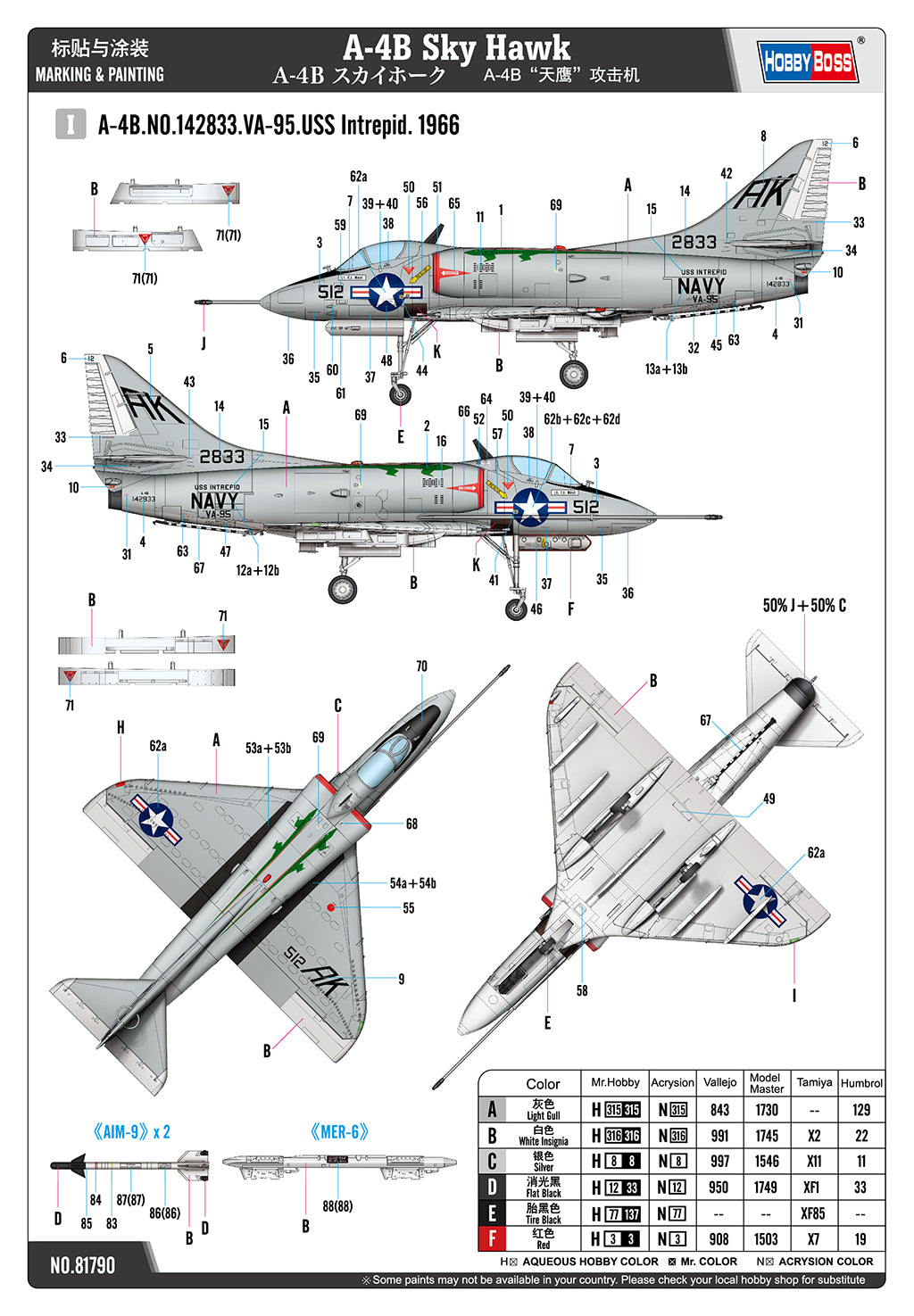 Hobby Boss 1/48 A-4B Skyhawk Model Kit (81790) | A-Z Toy Hobby