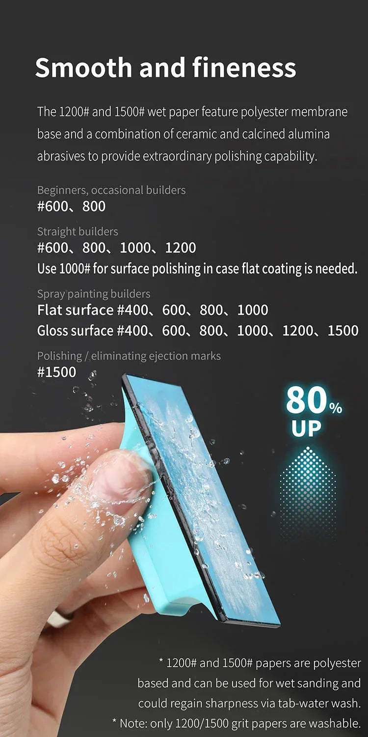 DSPIAE Composite Adhesive Sand Paper Set (400, 600, 800, 1000, 1200, 1500) (120pcs) XSP-S01 - A-Z Toy Hobby