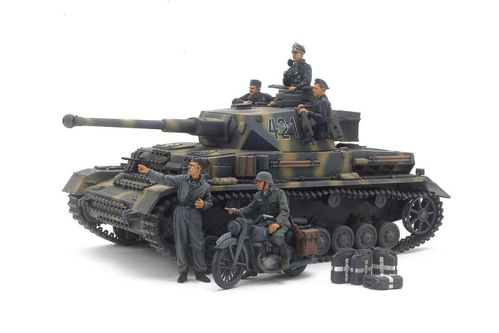 Tamiya 25209 Panzerkampfwagen IV Ausf G. Early Production & Motorcycle 1/35 Model Kit - A-Z Toy Hobby