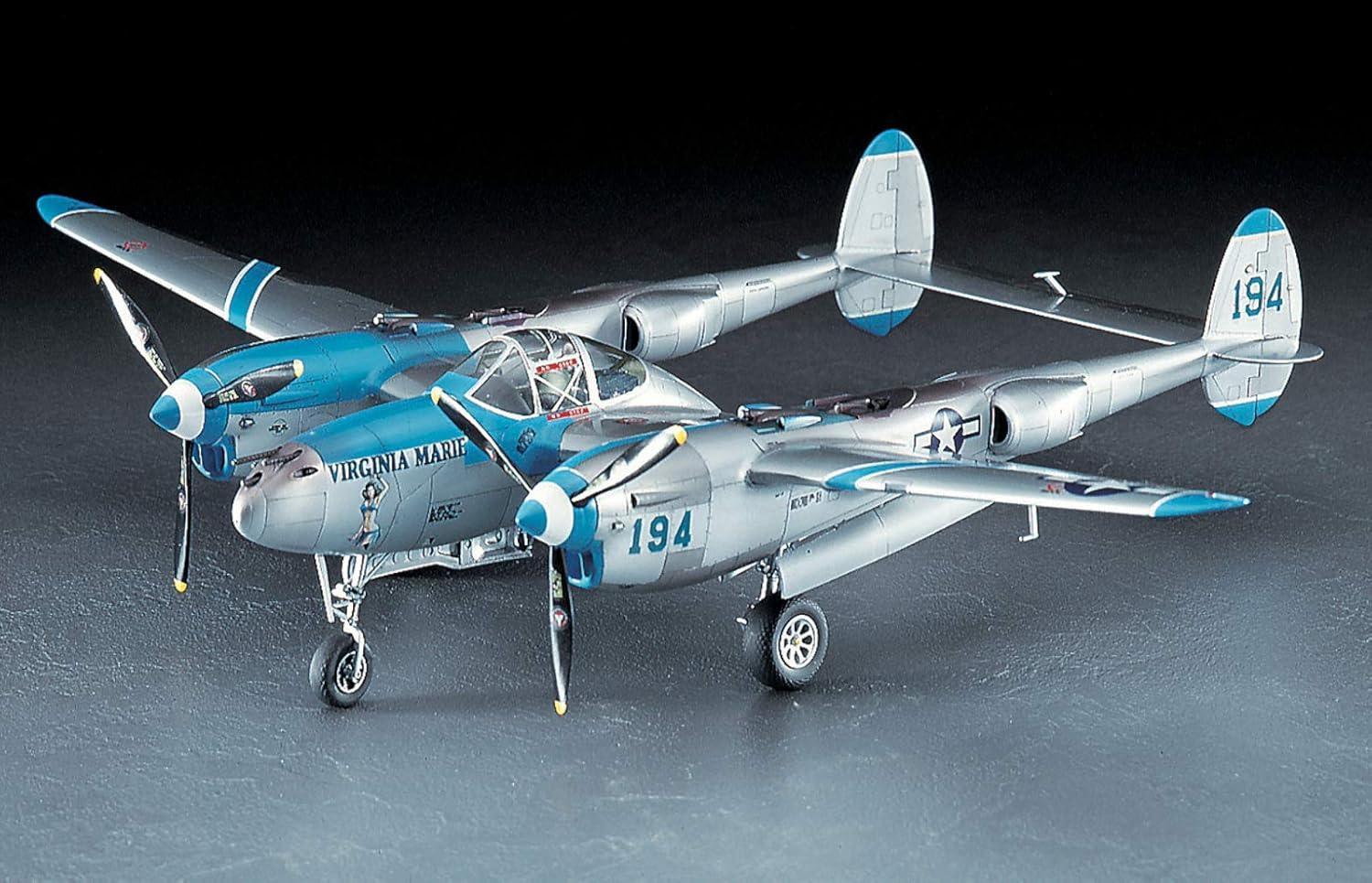 Hasegawa 09101 P-38J Lightning Virginia Marie 1/48 Model Kit - A-Z Toy Hobby