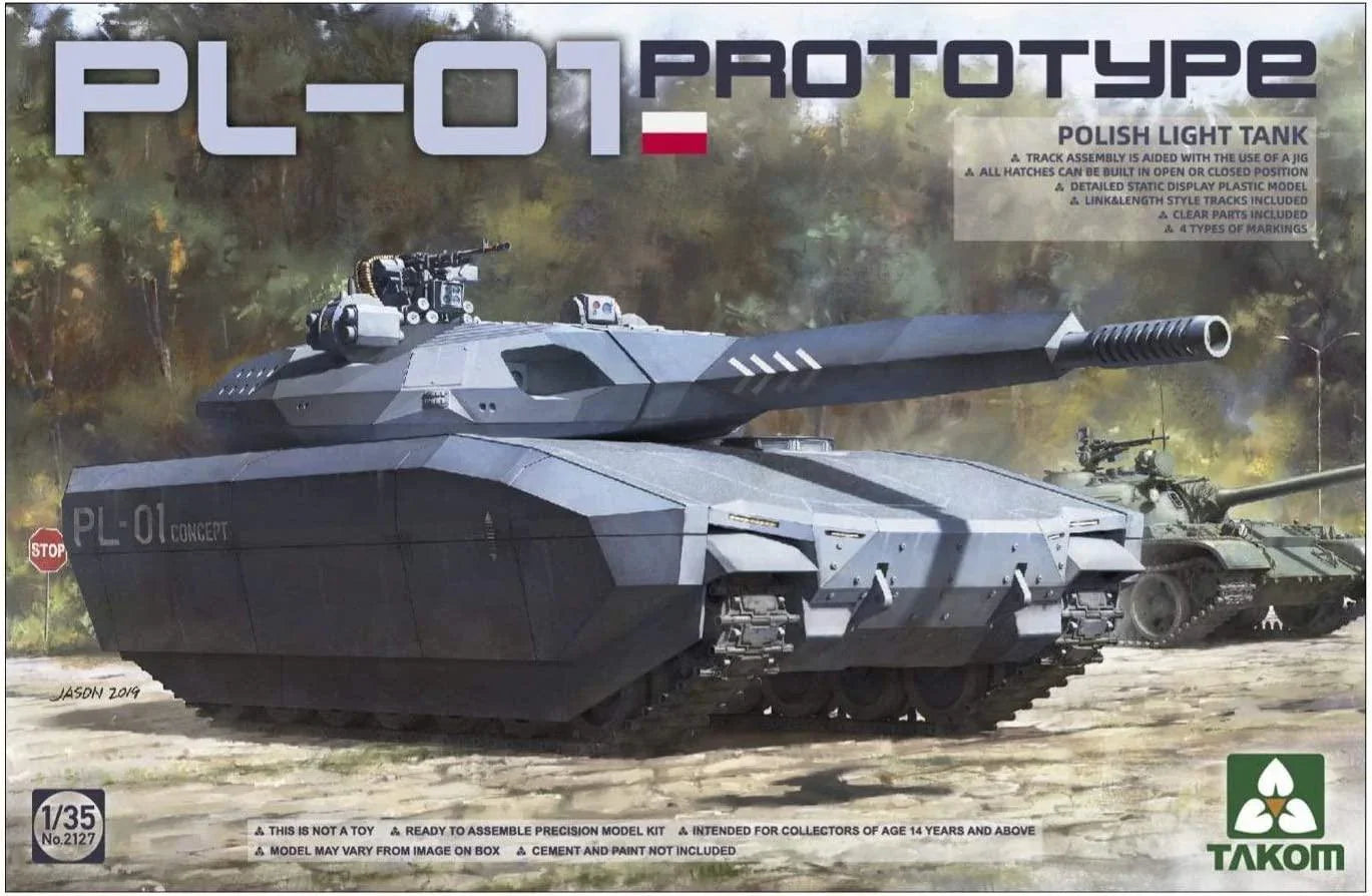 Takom 2127 Polish PL-01 Prototype Light Tank 1/35 Model Kit - A-Z Toy Hobby