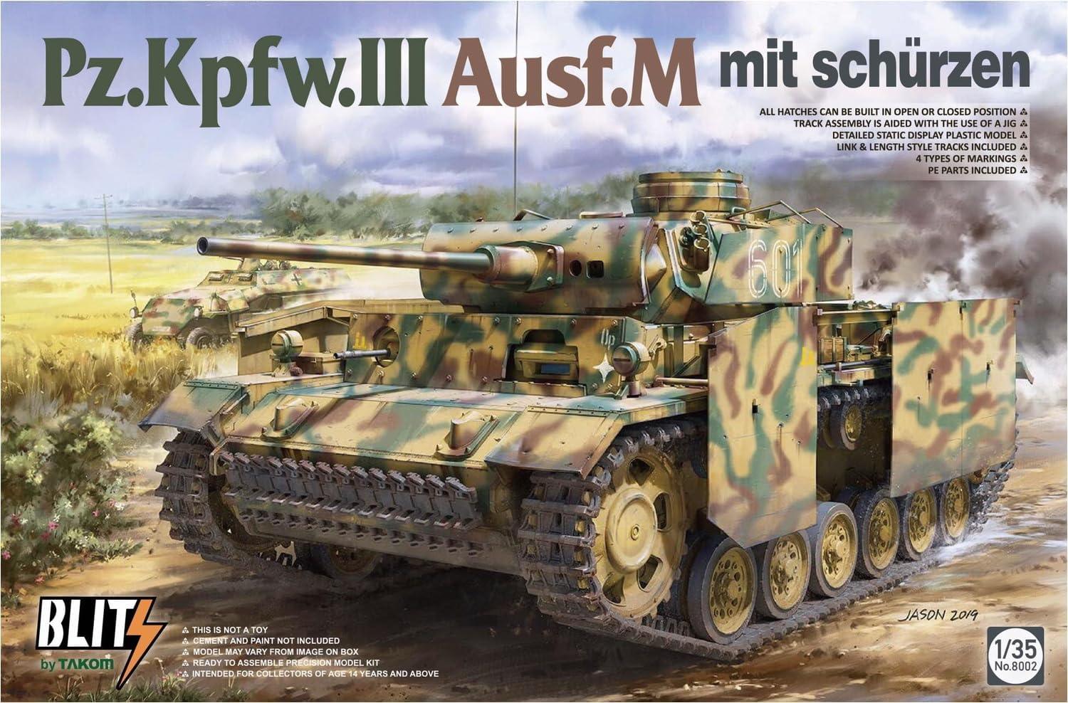 Takom 8002 Panzer Pz.Kpfw.III Ausf.M Mit Schurzen 1/35 Model Kit - A-Z Toy Hobby