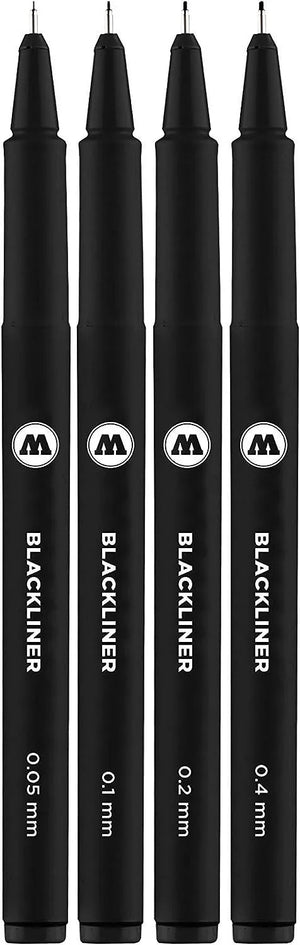 Molotow Blackliner Marker 4 Pcs. Set 1 (0.05mm, 0.1mm, 0.2mm, 0.4mm) - A-Z Toy Hobby