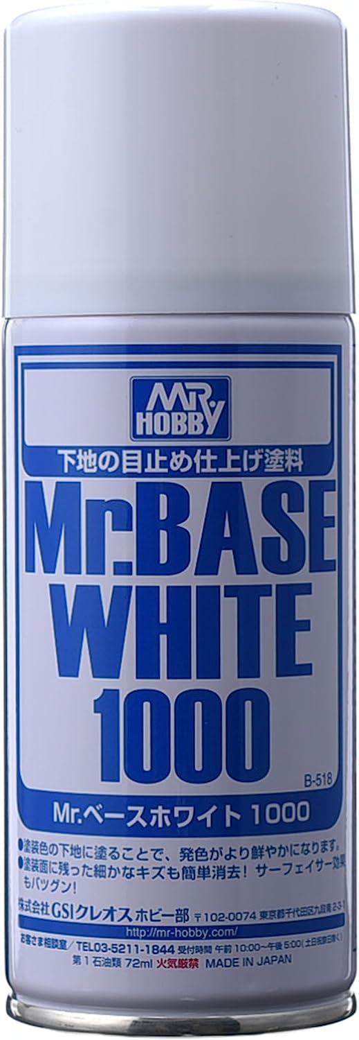 Mr. Hobby B518 Mr. Base White 1000 Spray Paint 170ml - A-Z Toy Hobby